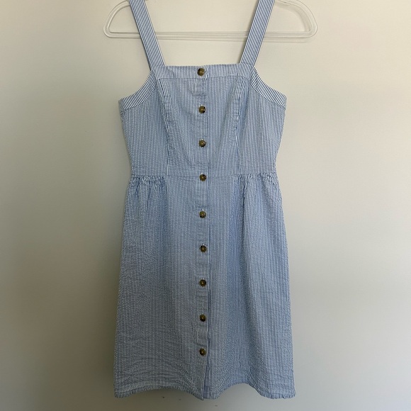 J. Crew Factory Dresses & Skirts - J. Crew Cotton Seersucker Mini Dress Sundress Sun Dress Blue White Stripe Size 0